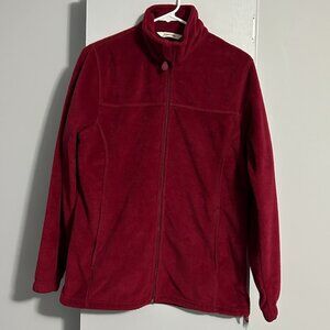 St. John's Bay Burgubdy Fleece Full-Zip Jacket Women's Size M
